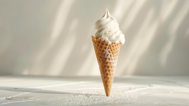 A delicious vanilla soft serve ice cream cone Its the perfect treat for a hot summer day