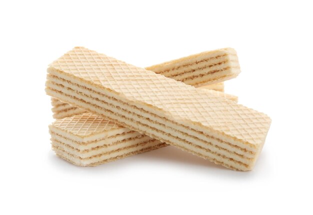 Delicious vanilla wafer sticks isolated on white