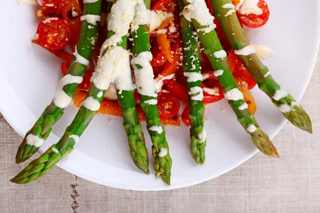 delicious vegetables dish on served table