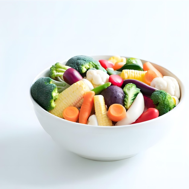 Delicious vegetarians lifestyle with various boiled vegetables in a bowl