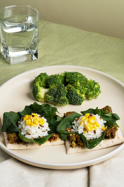 Delicious veggie dishes still life