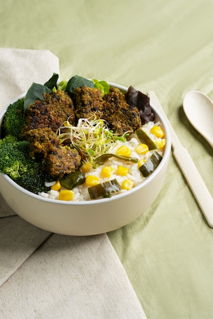 Photo delicious veggie dishes still life