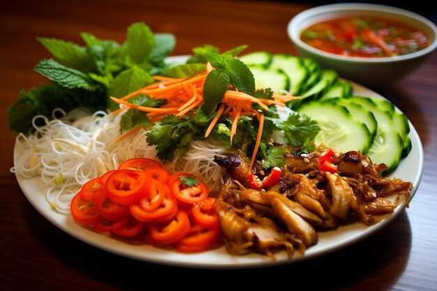 Photo delicious vietnamese food including pho ga