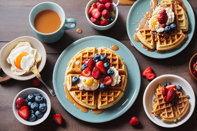 Delicious waffle breakfast