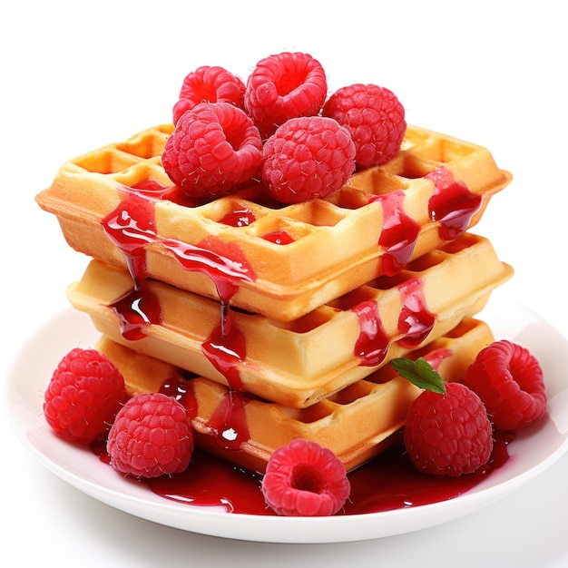 Delicious Waffle Scientific Graphy on White Background AI Generated