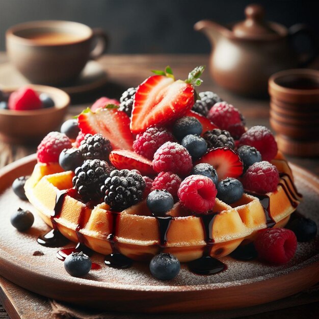 Delicious waffle with different flavors For social media template design post banner template