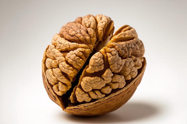 Delicious walnut in single solitary form on a white background