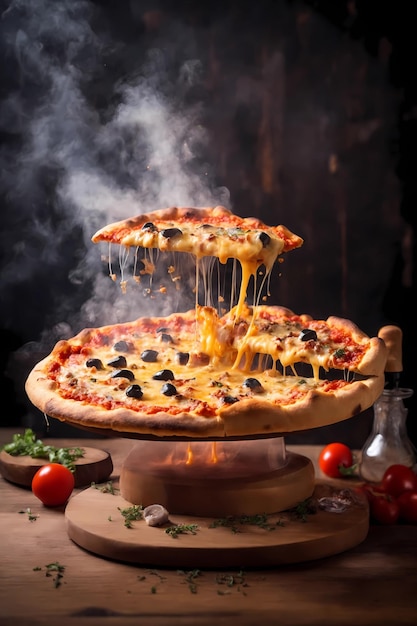 Вкусная теплая пицца с плавленым сыром