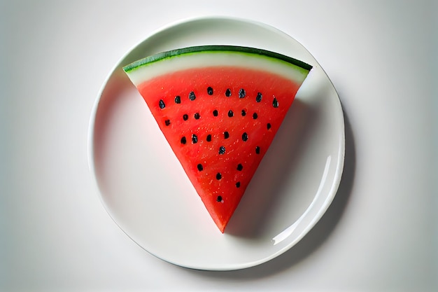 Delicious Watermelon slice on white plate