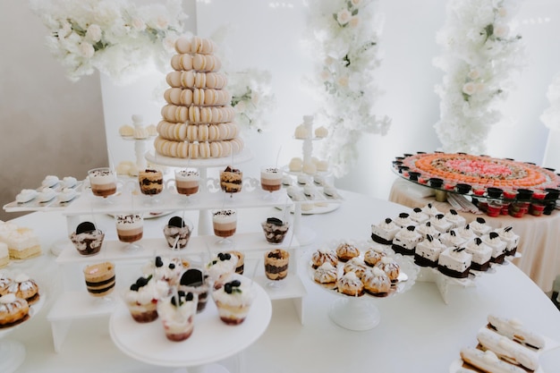 Delicious Wedding Cake and Candy Bar