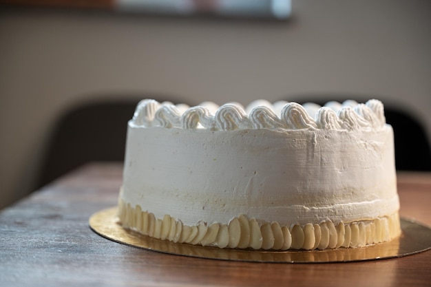 Delicious whole vegan cake with cream frosting