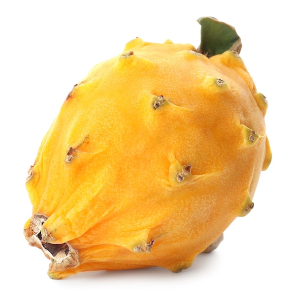 Delicious yellow dragon fruit pitahaya isolated on white