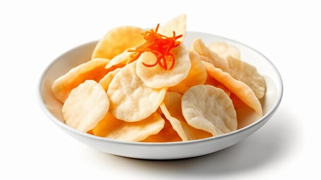 Photo deliciously crispy potato chips with a hint of orange zest