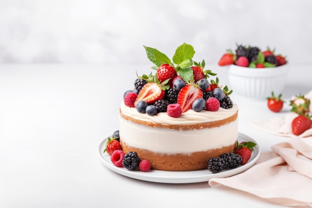 Deliciously Festive Carrot Cake adorned with Fresh Berries A Sweet Treat Elevated to Perfection Fl