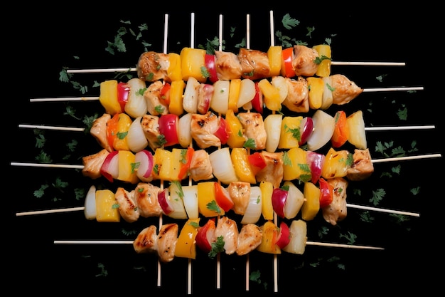 Deliciously grilled chicken skewers epitomizing the essence of tasty culinary pleasures