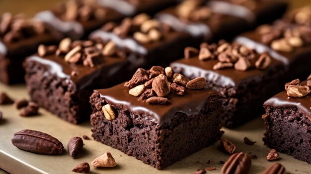 Deliciously indulgent chocolate cake with a crunchy walnut topping