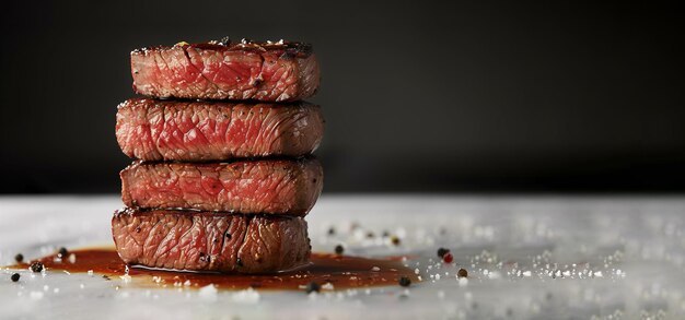 Deliciously juicy sliced beef ribeye steak with herbs and spices barbecue dry aged roast beef steak