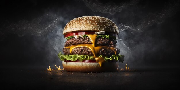 Photo deliciously messy burger