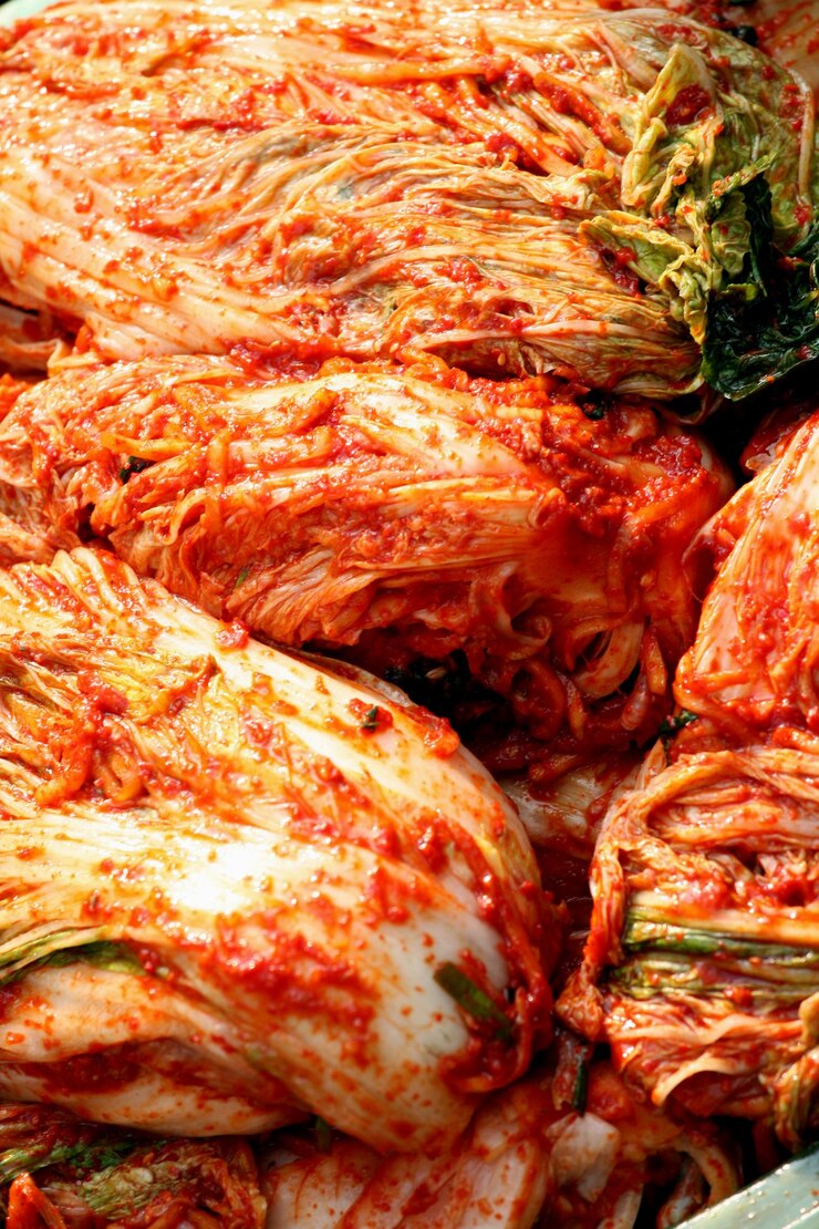 Photo deliciously mixed kimchi and seasoning