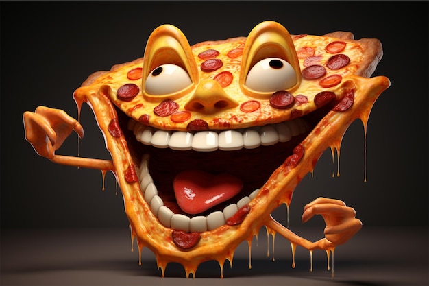 Deliciously Pizza Shaped cartoon 3d