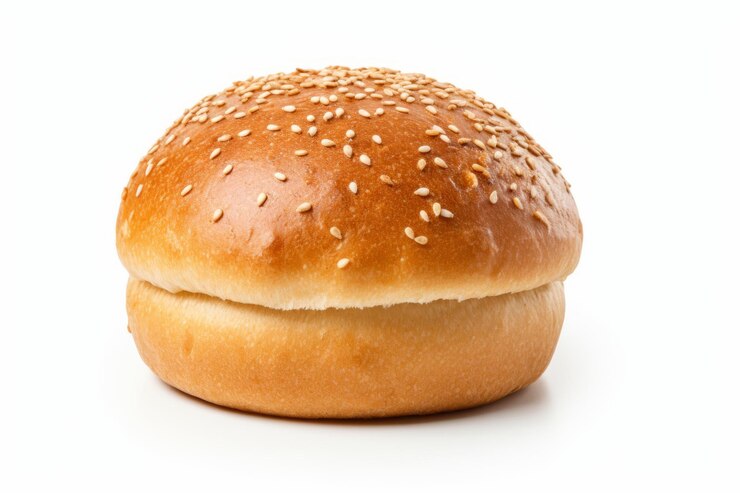 Deliciously Prepared Hamburger Bread on White Background A Tantalizing Treat with Work Path