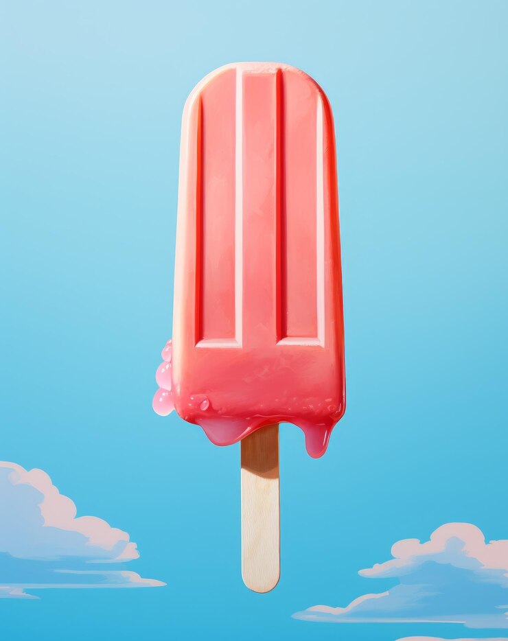 美味しく爽やかなピンクのアイスポップは 白い 完璧な夏のお子です