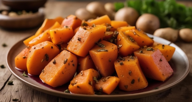 Deliciously seasoned butternut squash cubes ready to be savored