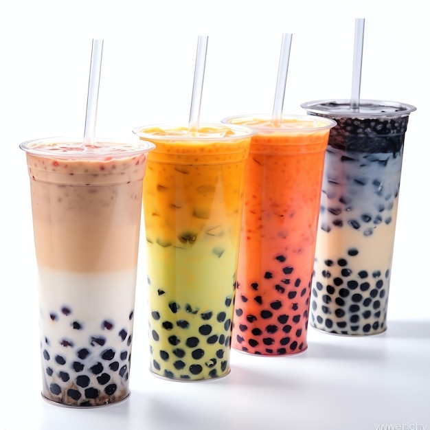 a delicius bubble milk tea with berry topping