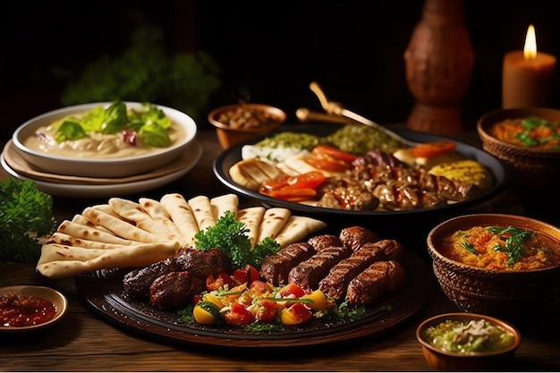 Delicius eten Midden-Oosterse Arabische of mediterrane eettafel