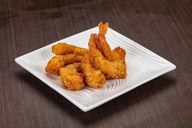 Delicous crispy shrimps appetizer snack