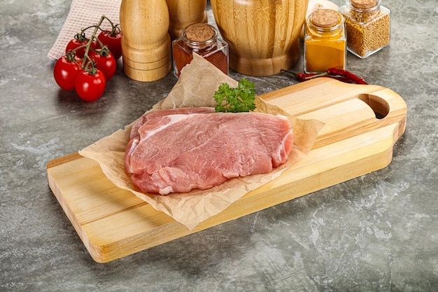 Delicous Raw pork schnitzel for cooking