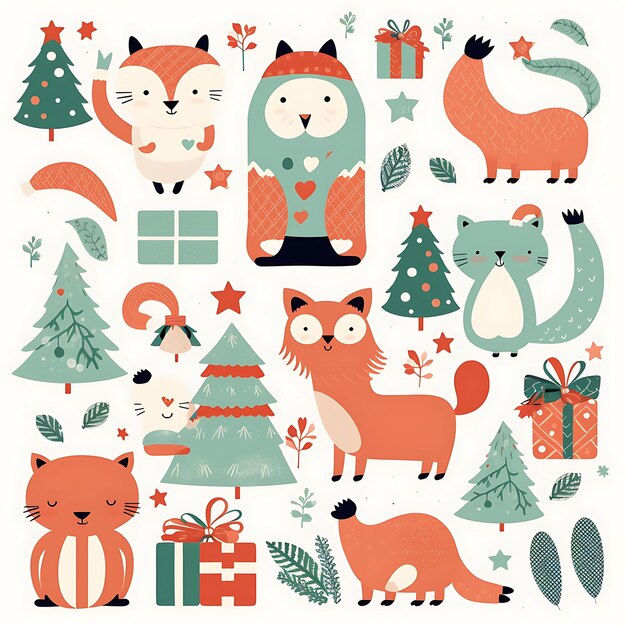 Delight in Cute Drawings of Christmas Characters and Festive Decorations