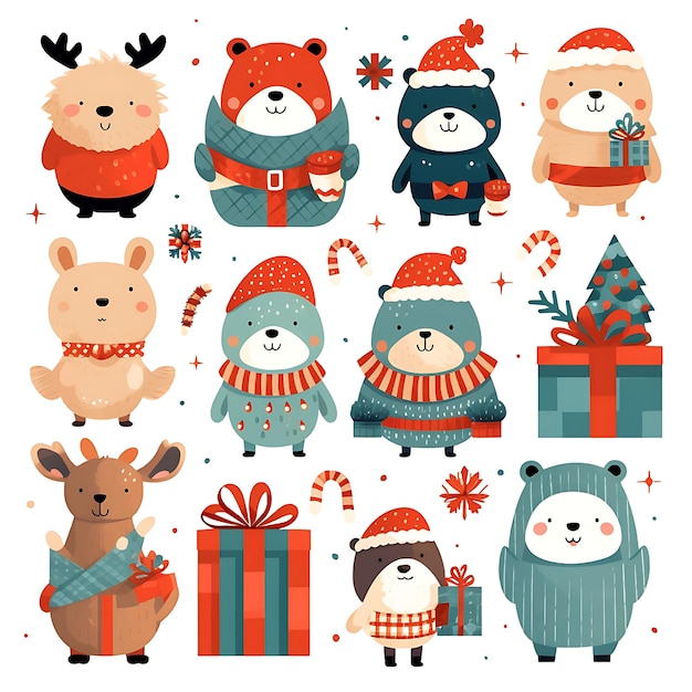 Delight in Cute Drawings of Christmas Characters and Festive Decorations