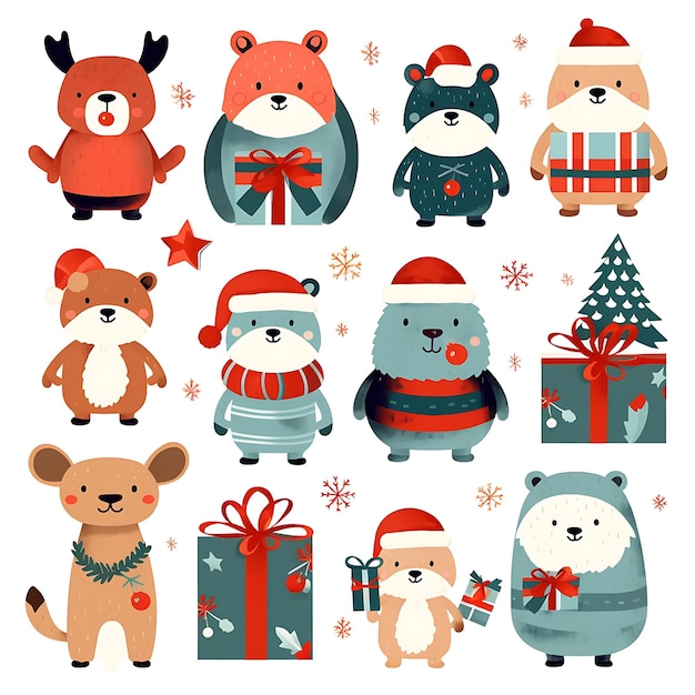 Delight in Cute Drawings of Christmas Characters and Festive Decorations