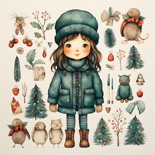 Delight in Cute Drawings of Christmas Characters and Festive Decorations