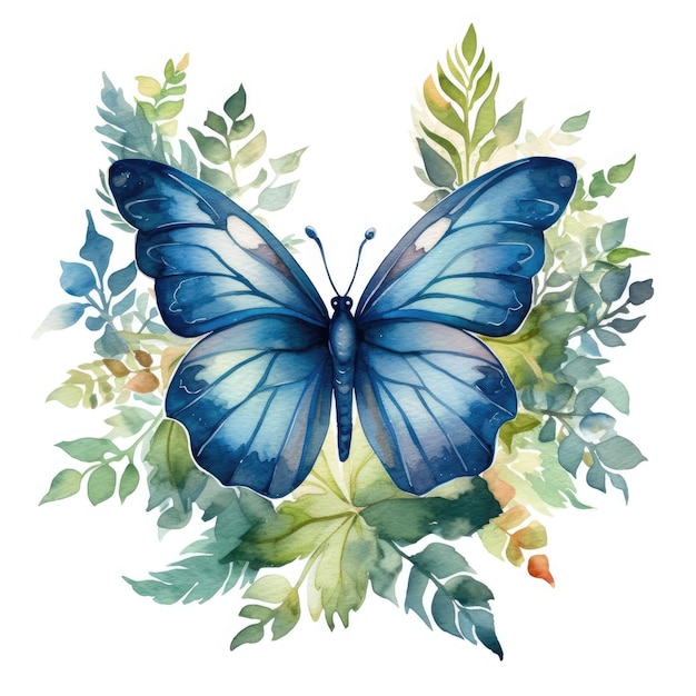 Delighted Butterfly with Intricate Patterns Watercolor Clipart