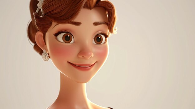 Photo a delightful 3d cartoon illustration featuring a joyful ballet dancer this closeup portrait captures the dancers radiant smile showcasing her graceful movements and love for ballet perf