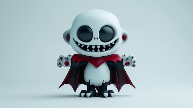 A delightful 3D illustration of a cute ghoul standing on a pristine white background With its adorable wideeyed expression and charmingly mischievous smile this lovable ghoul is perfect f