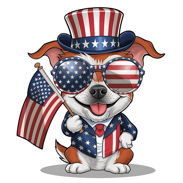 A Delightful American Themed Dog Illustration