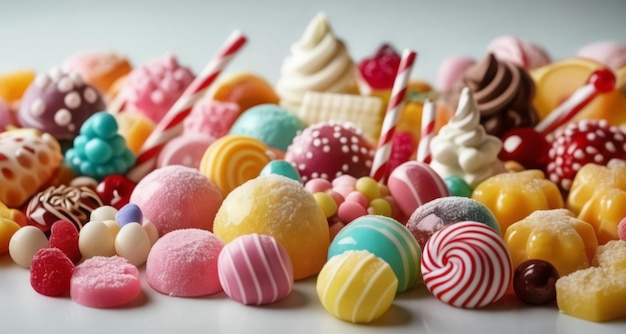 A delightful assortment of colorful candies and sweets