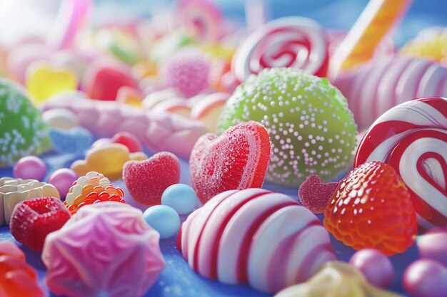 Foto un delizioso assortimento di caramelle colorate