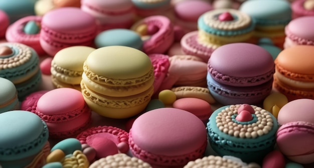 A delightful assortment of colorful macarons