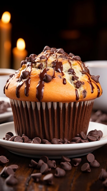 A delightful blend of chocolate and muffin the beloved chocolate chip muffin Vertical Mobile Wallpap