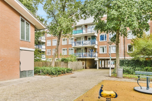 Delightful courtyard of the house with a playground