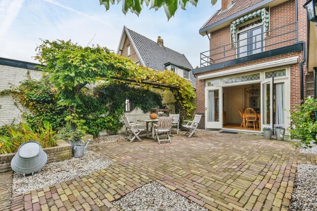 Delightful courtyard with many trees