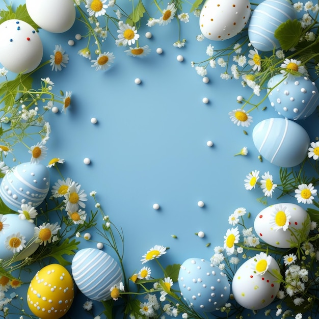 A delightful Easter background surrounded by a clean and stylish eggshaped border