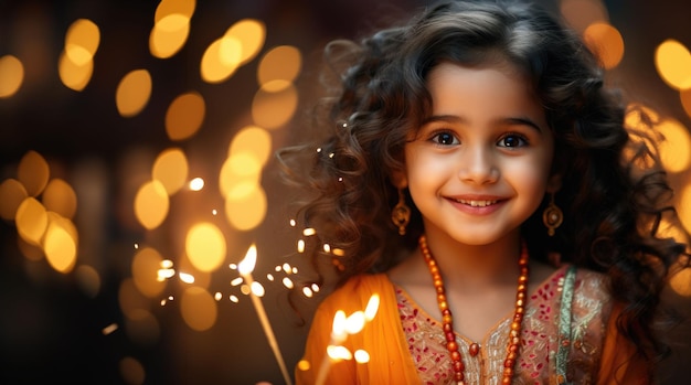 Delightful Elegance Young Girl on Diwali