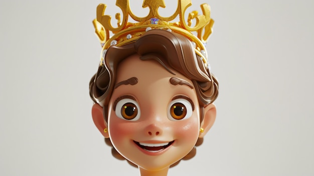 A delightful and enchanting 3D illustration of a beaming queens closeup portrait Her infectious smile radiates charm and warmth captivating viewers instantly Perfect for adding a touch