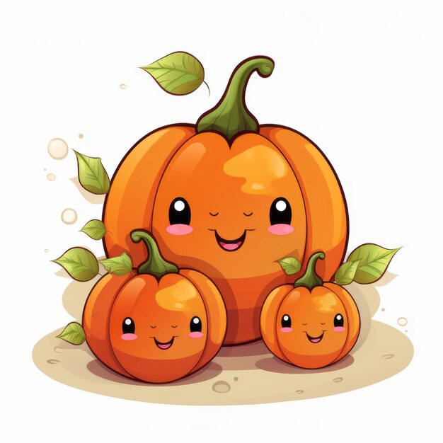 premium-ai-image-a-delightful-family-of-whimsical-pumpkin-cuties