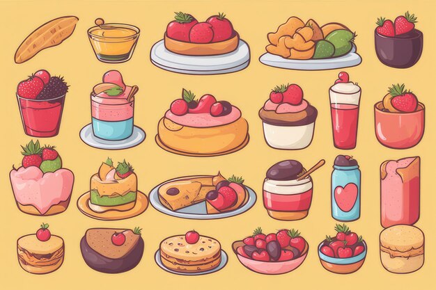 Delightful handdrawn kawaii food illustrations tasty adorable and delicious treats